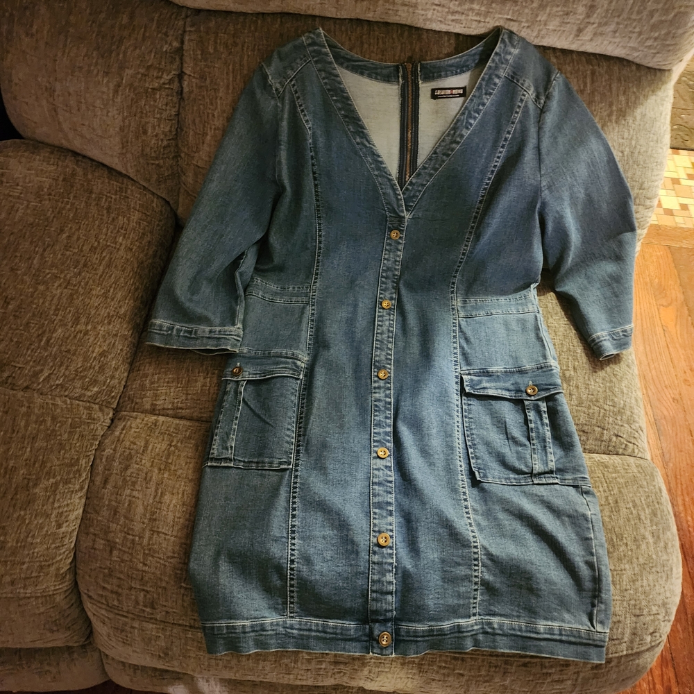 Fashion  Nova Denim Button-Down Dress